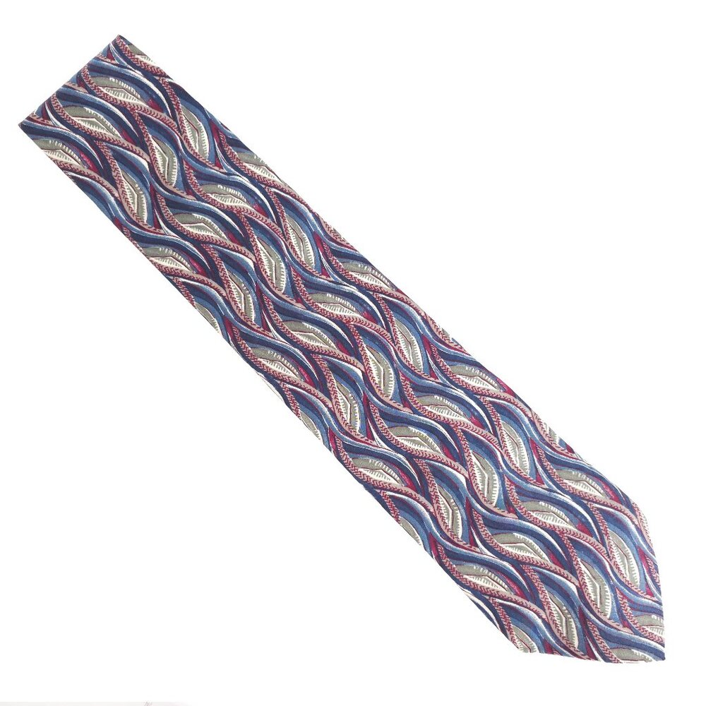 Windsor Men Necktie Geometric All Silk Blue Green Red Size 62x4 - NWOT - USA